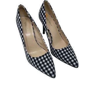 Nine West Womens Gingham Stiletto Heel 7ACT Pumps Black & White Checked Size 7M